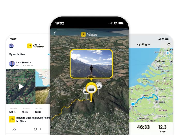 Relive app screenshots